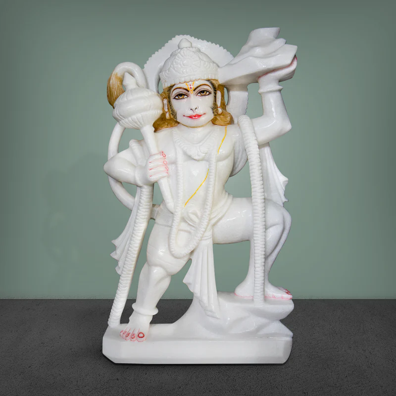 Lord Hanuman, 23 Inch, White Marble Statue