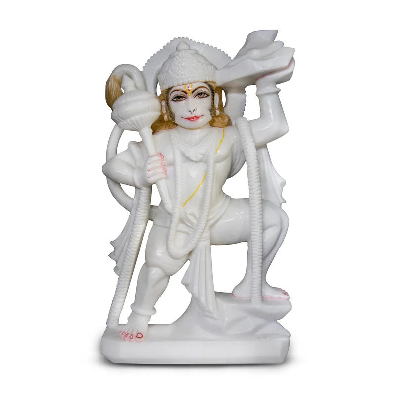 Lord Hanuman, 23 Inch, White Marble Statue