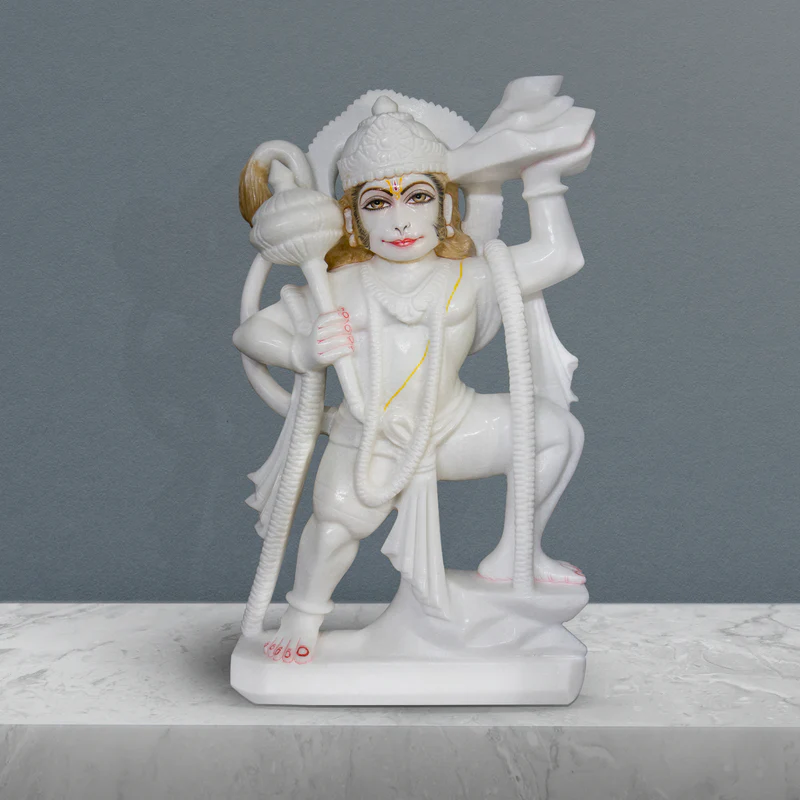Lord Hanuman, 23 Inch, White Marble Statue