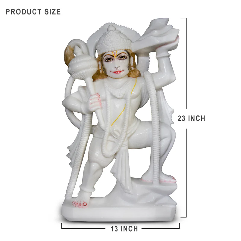 Lord Hanuman, 23 Inch, White Marble Statue