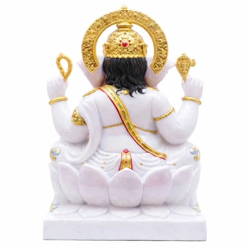 Marble Ganesha Statue Painted With Golden Colour