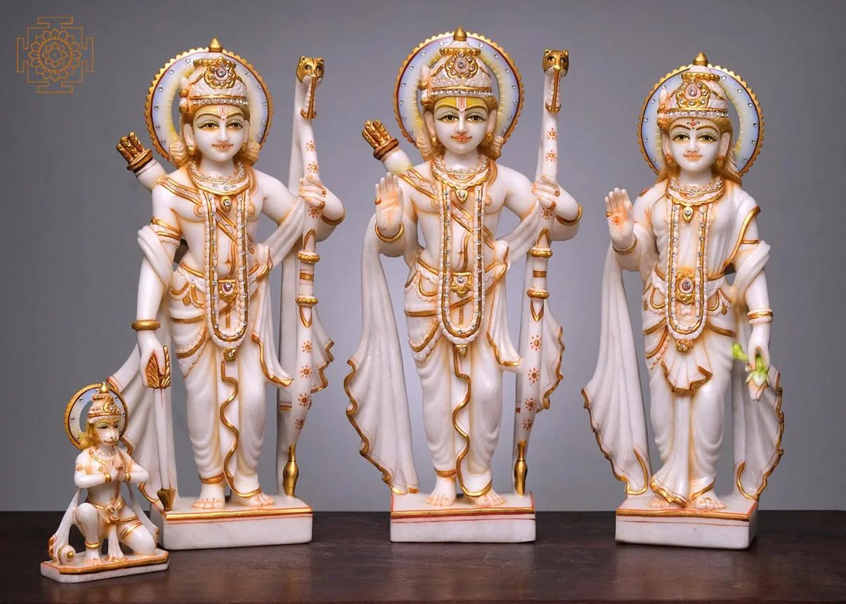 Ram Darbar, 12 Inch, White Marble Statue